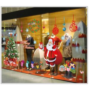 Adesivos de parede Feliz Natal Árvore Janela Decalques de grandes dimensões Xmas Home Shop Decor 231207