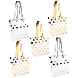 Gift Wrap 5st Classic Polka Dot Paper Bag Birthday Commodity Gold Silver Tote Cookie Candy Packaging Bags Party Favors