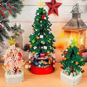 Blocks New Christmas Tree Building Blocks Music Box With Lights Christmas Ornaments Gift Assembly Small Particles For Girls Gift Toys R231208