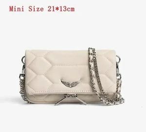 Akşam Çantaları Zadig Voltaire Omuz Kadınlar için Crossbody Bag Tasarımcı Kanat Dekorasyonu 2 Zemin Straps Bej Renk Flep Zipper 231208