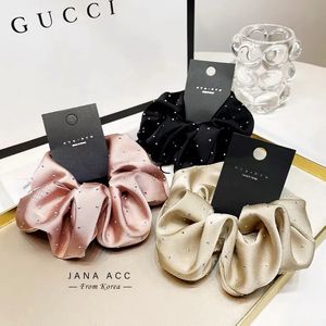 Saç Kauçuk Bantları Kadın Moda İpek Scrunchie Rhinestones ile Elastik Saten Saç Band Kızlar Büyük Saç Kravat Balck Crunchy Saç aksesuarları için 231208