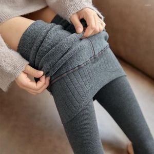 Women's Leggings 350g Velvet Thickened Pants For Women Winter High-waisted Threaded Vertical Striped Cotton