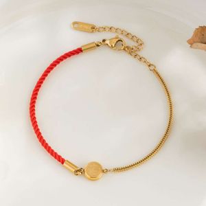 Live Broadcast Versatile Red Rope Splicing Snake Bone Chain Titanium Steel Gold Non Fading SMYELTY Women's Armband