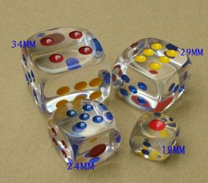 34 mm duży rozmiar Krystalicznie 6 -stronne kości Kości przezroczyste kostki Clear Kids Party Game Dzieci Educational Toy Game