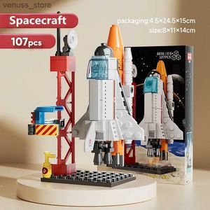 Blokuje DIY Space Rocket Blocks Builds Centre Center Base Puzzle Puzzle Zestaw Zestaw cegieł Zabawki dla dzieci chłopcy Christams Prezent R231208