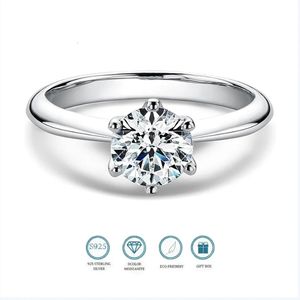 Обручальные кольца Сертифицировано GRA 1 3CT Кольцо VVS1 Lab Diamonds Solitaire для женщин Обручальное кольцо Promise Jewe 231208