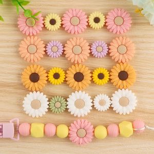 Teethers Toys Baby Silicone Beads 10 Mini Flower Chrysanthemum Teething DIY Pacifier Chain Care Accessories 231207
