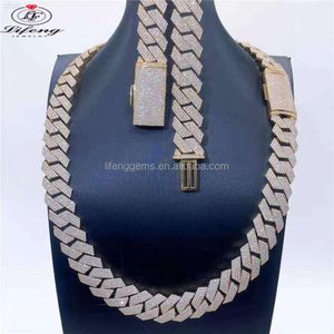 Lifeng joias masculinas personalizadas vvs diamante completo gelado moissanite 16mm ligação cubana corrente cubana de diamante hip hop