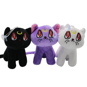 18cmかわいいサプライズ猫のぬいぐるみアニメを囲む白い黒い紫色の猫のぬいぐるみおもちゃ無料アップ/DHL