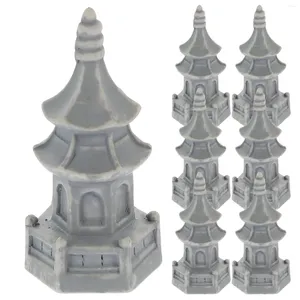 Trädgårdsdekorationer 10st Pagoda Statue Tower Zen Decor Bonsai Miniature