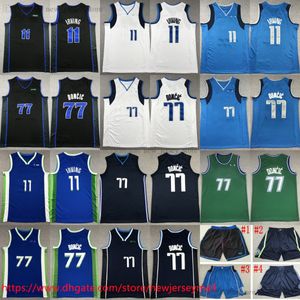 2023–24 New City Basketball 77 Luka Doncic Trikot zu Hause auswärts genäht 11 Kyrie Irving Trikots Atmungsaktive Sportarten Schwarz Weiß Blau Hemden Shorts Hosen