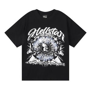 Hellstar Designer-T-Shirts, Grafik-T-Shirts, Kleidung, All-Match-Kleidung, Hipster, gewaschener Stoff, Straßengraffiti, Schriftzug, Foliendruck, Vintage, bunt, locker sitzend, ld