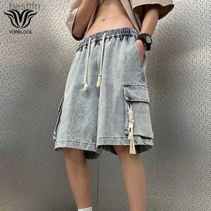 Männer Jeans Sommer Männer Y2k Denim Kurze Streetwear Vintage Koreanische Harajuku Tasche Shorts Hip Hop Cargo Hosen Übergroße Bot Kleidung L231208