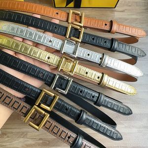 Fashion Women Belt 20mm Gold Silver Buckle Top Quality Designer Dress Waistband Black Brown Calfskin Luxury Party Wedding Belts For Lady With Box