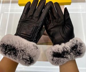 Vinterläderhandskar för kvinnor designer kvinnliga fårskinn läder fleece inuti päls handskar damer pekskärm tjock varm genunin riktig läder skidhandskar gåvor