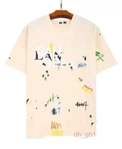 T-shirty Lanvin Męskie koszulki Wysokiej jakości 2023 NOWOŚĆ Ładne ubranie Summer moda Lanvin Speckled Letter Print i swobodne lanvins z krótkim rękawem DYB3