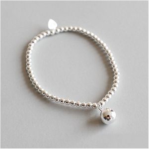 Charms New Chic 925 Sterling Sier M Round Beads Chain Strand Bracelets Women 8Mm Elastic Bracelet Gifts Drop Delivery Jewelry Findings Oteny