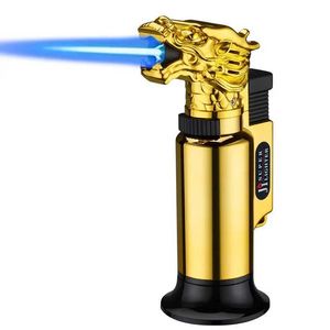 Windproof Torch Spray Gun Lighter Jet Metal No Gas Butane Cigarette Inflated Kitchen BBQ Cigar Pipe Dragon Gadgets