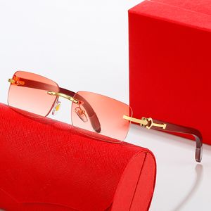 Mens and Woman Designer Sunglasses Short Hardware Styles Square Gradient Lenses Fashion Glasses Gold Silver Metal Frameless Rectangulsr Buffalo Horn Eyewear