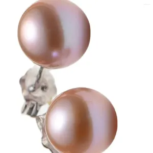 Orecchini a bottone Eleganti orecchini di perle rosa rotonde da 8-9 mm dei Mari del Sud in argento 925