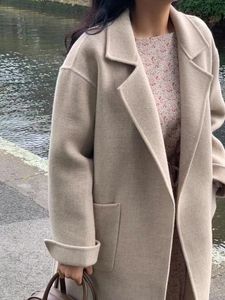 Vinter ny fransk mellanslängd bälte handgjorda ull ullen kashmirrockrock