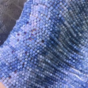 Luźne kamienie szlachetne koraliki 3,5 mm niebieskie topaz/akwamarynowe okrągłe fasetowane fasetowane 37 cm hurtowe do majondarza biżuterii
