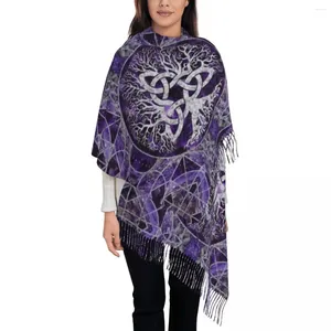 Scarves Womens Scarf With Tassel Tree Of Life Triquetra Amethyst Long Winter Warm Shawl And Wrap Vikings Gifts Cashmere