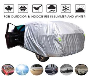Universal SUVSEDAN PEŁNE Pokrywa samochodowe Wodoodporne Wodoodporne Sun Rain Ochrona śniegu UV UV Silver Sxxl Auto Cage Cover T20071367542