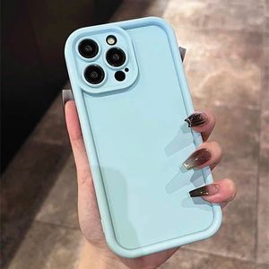 Shockproof Plain Matte Cases For iPhone 15 14 13 12 11 Pro Plus 15pro 14pro 13pro Back Cover Frosted Light Blue Cell Phone Case