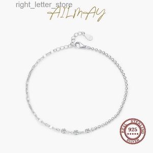 Zincir Ailmay 925 Sterling Silver Classic Basit Zirkon İstiflenebilir Zincir Bağlantı Bilezikleri Kadın Nişanı için Düğün Güzel Takı YQ231208