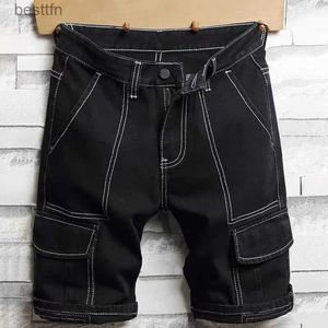 Men's Jeans Summer 2023 New Arrival Fashion Men's Straight Black Luxury Clothing Solid Baggy Denim Pants Jeans Shorts for Men Jeans ShortsL231208