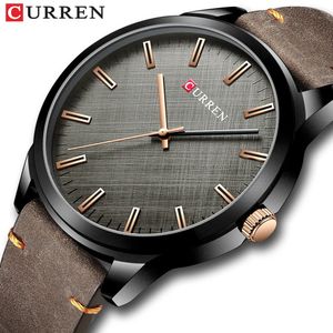 Armbandsur Curren Man Watches Fashion Business Quartz armbandsur med läder klassisk avslappnad manlig klocka svart enkel klocka 231207