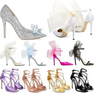 2024 Luxurys Designers bow heels Dress Shoes Pumps sandals high heels 8 10 12 cm Latte Asymmetric Grosgrain Mesh Fascinator Bows Black Latte Fuchsia wedding shoes