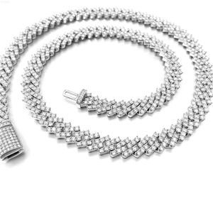 Fashion Jewelry Sterling Silver 925 Cuban Chain 10mm Iced Out Fully 1 Rows Vvs Diamond Mossinate Cuban Necklace