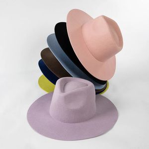 Wide Brim Hats Bucket 10HH2063 ins classic Drop winter Candy color wool felt solid lady fedoras cap men women leisure panama jazz hat 231208