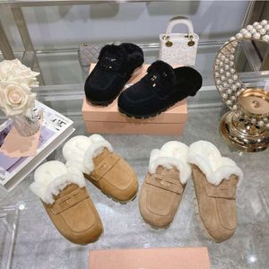 Miui Slippers Shearling Cunky Platform Women Brand Muller Designer Shoes толстый нижний замшевый мех пушистые пушистые слайды Loafer Indoor Mules Sherpa тепло