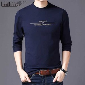 Męskie koszulki Wysokiej jakości 2023 Nowa marka mody T Shirt Men Korean Print Trendy Trendy uliczne One Piece Long Sle-shirt Męskie Ubranie L231208