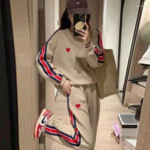 Women's Sweaters Plump Girls Extra Large Size 150.00kg Embroidered Love Sports Suit Autumn European Goods Anti-Aging Casual Loose