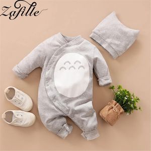 Rompers zafille karikatür totoro bebek for borns pamuk kawaii bebek kıyafetleri ve şapka anime tarayıcıları çocuklar için bebek totoro onesie 231208