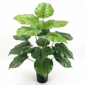 Flores decorativas 75cm18 garfo planta artificial rabanete verde folha de melancia falso nórdico casamento casa el decoração de escritório em vaso