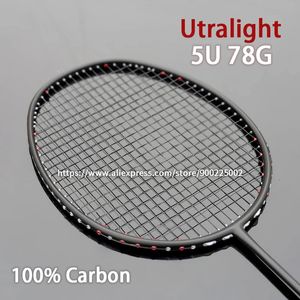Corda de badminton raquete de fibra carbono 5u 78g treinamento profissional tipo controle bola padel raqueta ultraleve 231208
