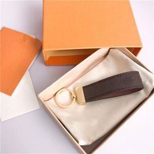 Classic Brown Pu Leather Chain Key Rings Holder Keychains for Men Women With Gift Box243b