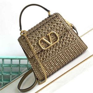 Borsa firmata Borse Valen Borsa intarsiata fatta a mano Nuove borse firmate valantino 2023 Borsa Primaveraestate per donna tessuta Borsa versatile moda donna Casual One Sh SS67