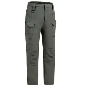 Pantaloni da uomo Tattici Cargo Fleece Snow Hiking Softshell caldo resistente all'acqua spesso