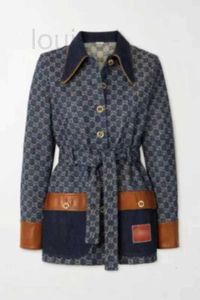 Jaquetas femininas designer marca primavera mulheres denim camisa de luxo casaco com cinto jaqueta cintura moda 5w2z