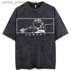 Męskie koszulki Demon oversifed Acid Cugled Tee Print Retro vintage punk gotycki T-shirt unisex Hot Stamping 100% bawełny L231208