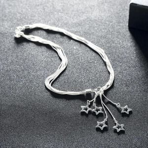 Ketten 925 Sterling Silber Halsketten Schmuck 18 Zoll Stern Anhänger Halskette Hochwertige Weihnachtsgeschenke Hochzeit