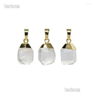 Pendant Necklaces 10Pcs Wholesale Chunky Teardrop Jewelry Gold Color Faceted Clear Crystal Drop Delivery Pendants Otjqq