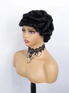 Pixie Cut Human Hair Machine Made Wig Glueless Short Wigs