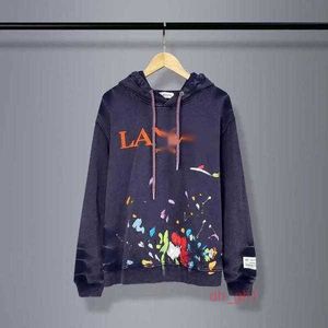 Lanvin Moletons Masculinos Lanvins Moletons Lavins Designer Moletons Masculinos de Alta Qualidade e Inverno Nova Lavagem Água Graffiti Carta de Tinta Colorida Lanvin Hoodie 2 UBCI